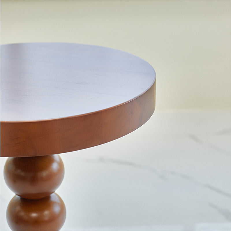 Contemporary End Table Solid Wood Pedestal Round Living Room Side Table