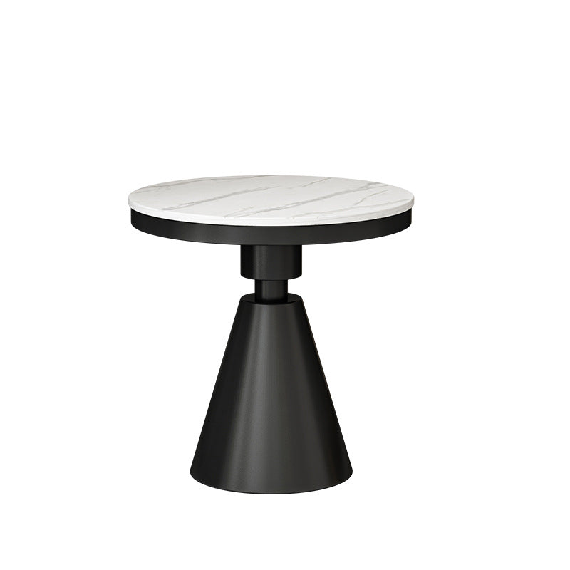 Modernistic Round Slate Top Side End Table Metal Pedestal Table