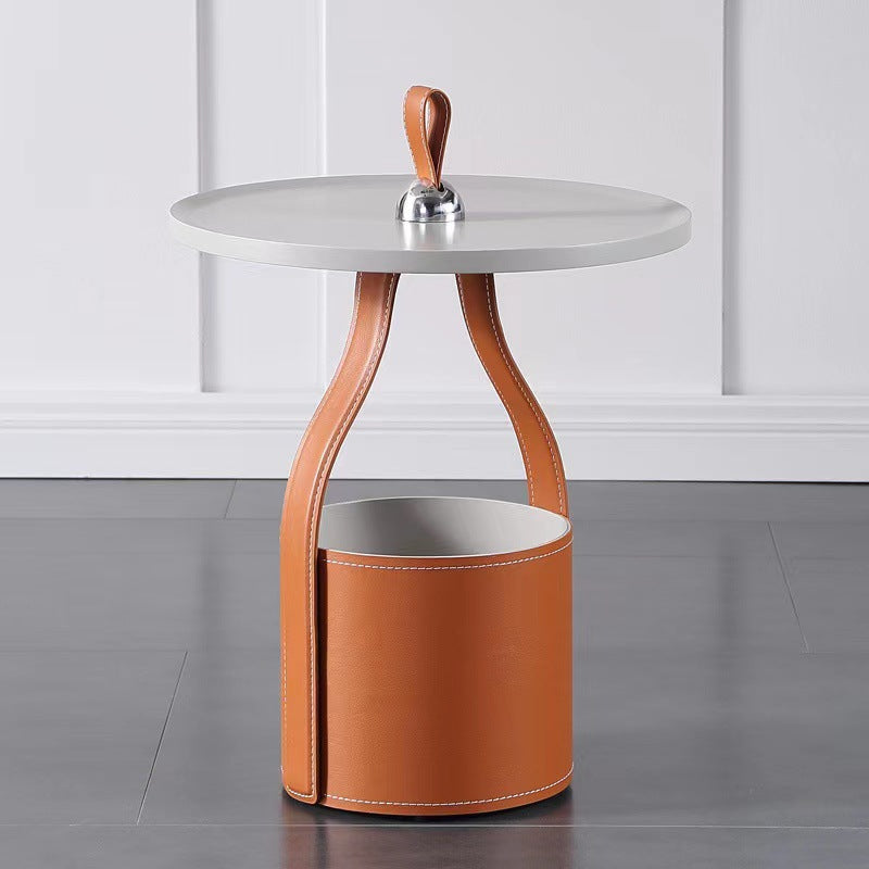 Contemporary Living Room Round with Storage Pedestal Side Table