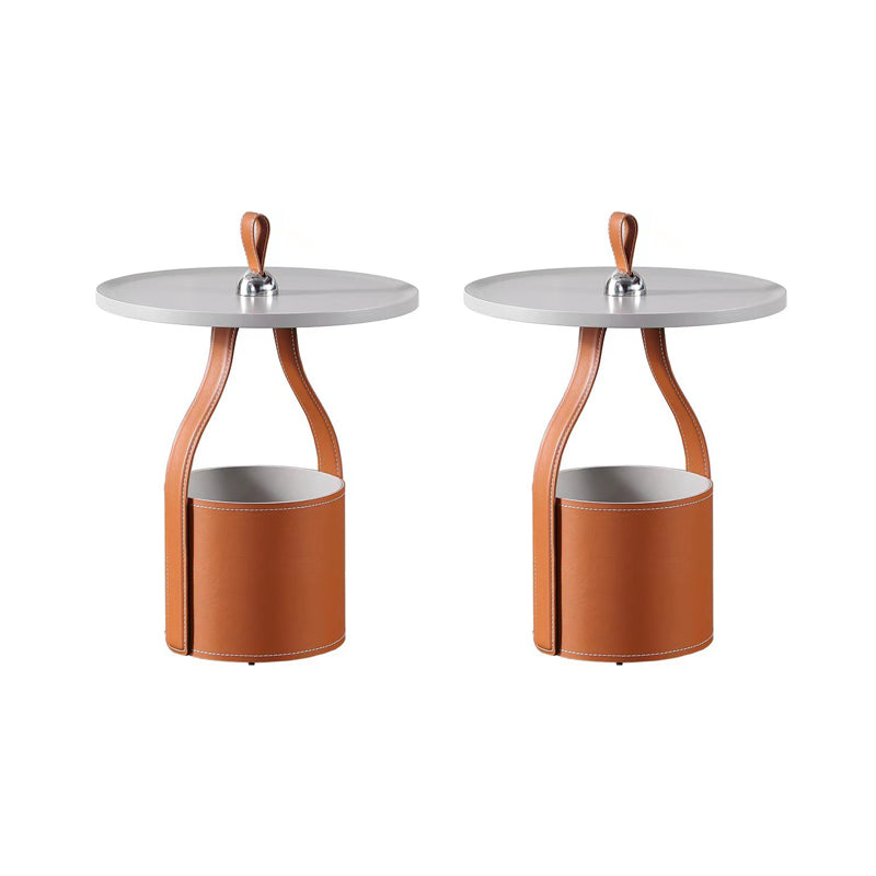 Contemporary Living Room Round with Storage Pedestal Side Table