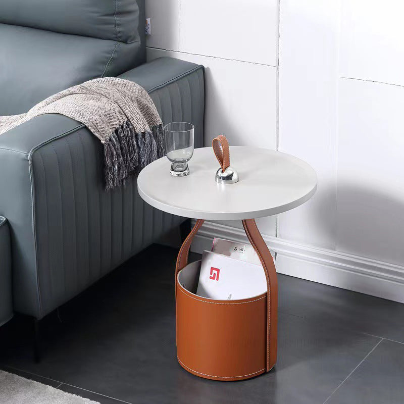 Contemporary Living Room Round with Storage Pedestal Side Table