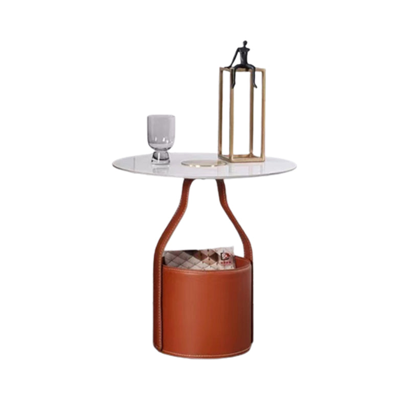 Contemporary Living Room Round with Storage Pedestal Side Table