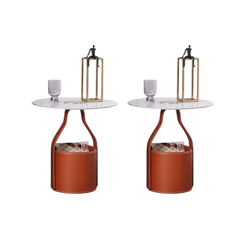 Contemporary Living Room Round with Storage Pedestal Side Table