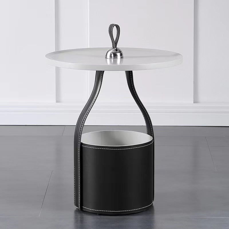 Contemporary Living Room Round with Storage Pedestal Side Table