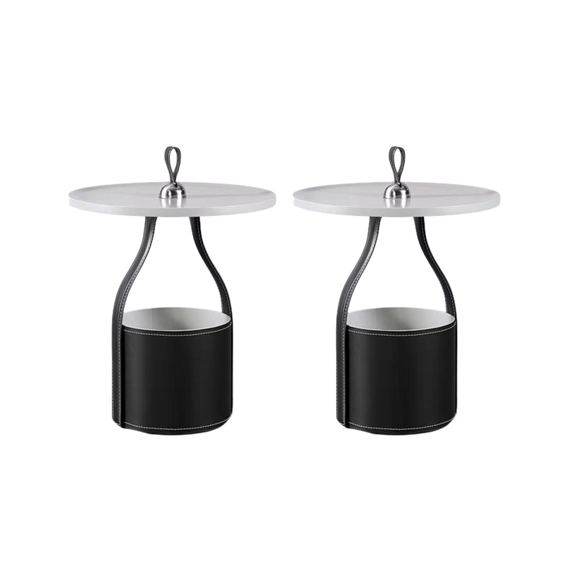 Contemporary Living Room Round with Storage Pedestal Side Table
