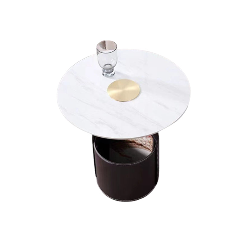 Contemporary Living Room Round with Storage Pedestal Side Table