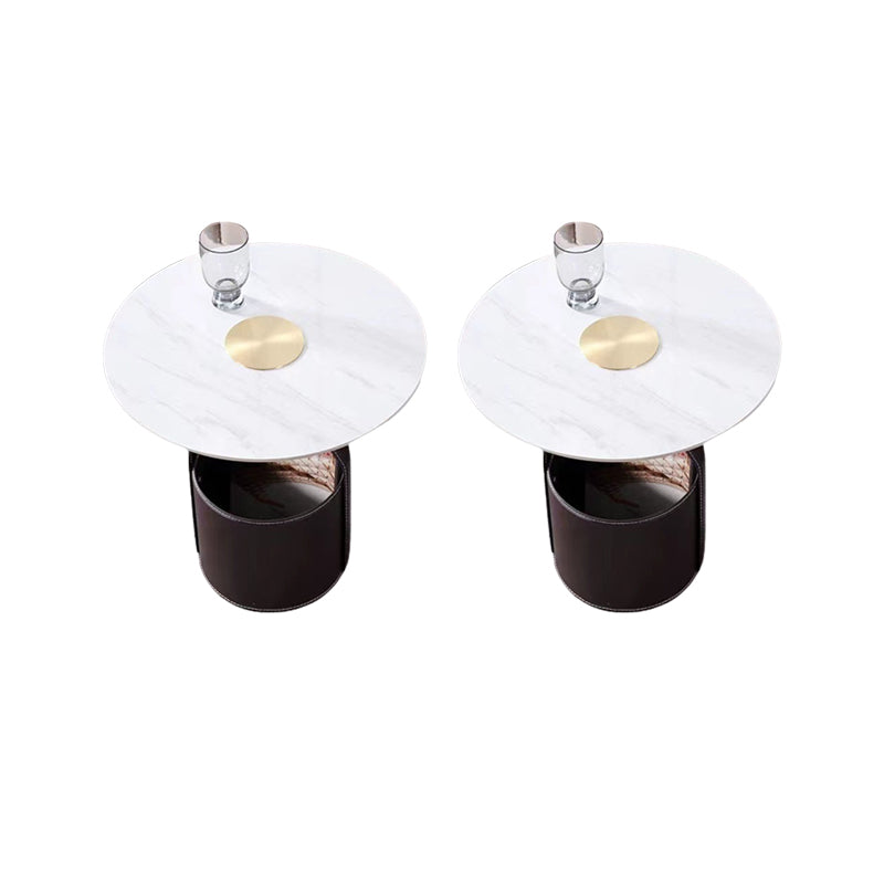 Contemporary Living Room Round with Storage Pedestal Side Table