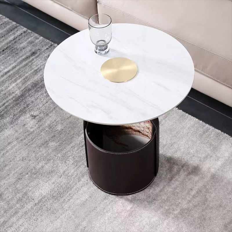 Contemporary Living Room Round with Storage Pedestal Side Table