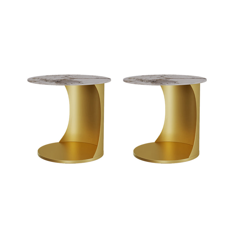 Contemporary Round Double Tier End Table Slate Top Side End Table
