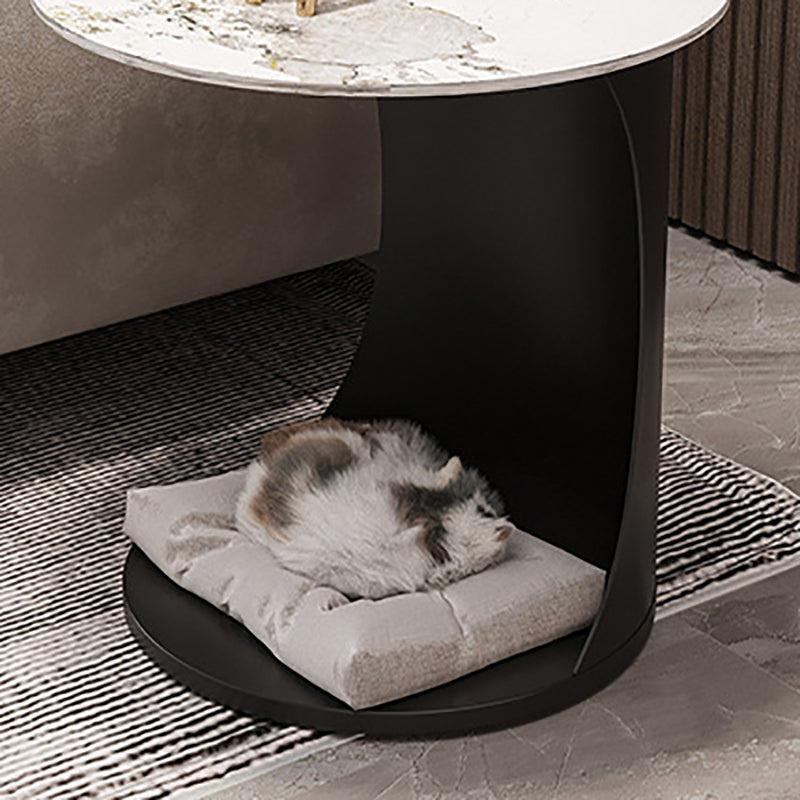 Contemporary Round Double Tier End Table Slate Top Side End Table