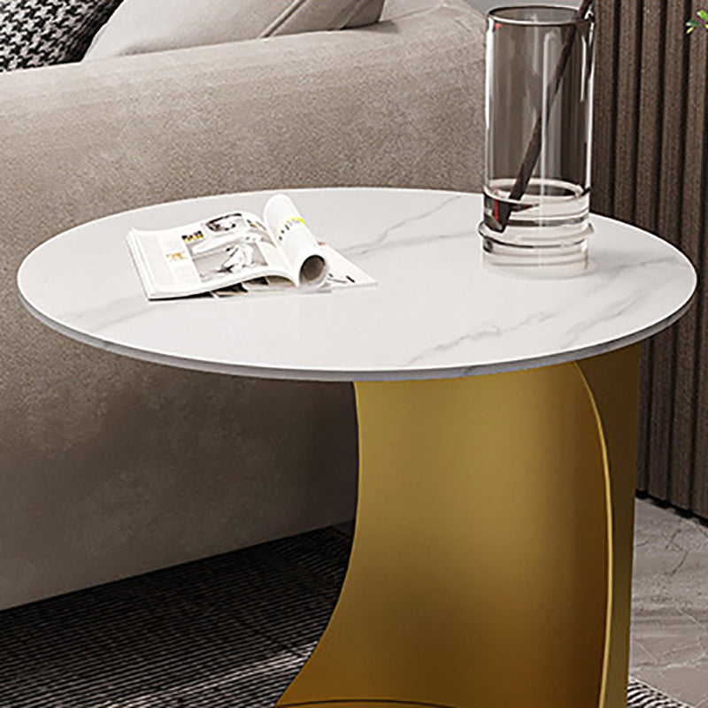 Contemporary Round Double Tier End Table Slate Top Side End Table