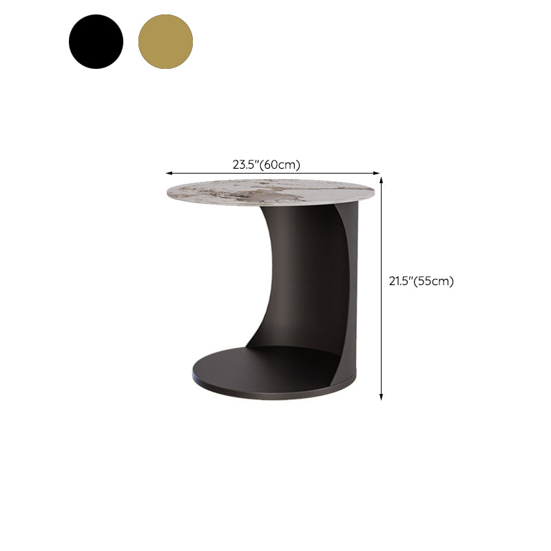 Contemporary Round Double Tier End Table Slate Top Side End Table