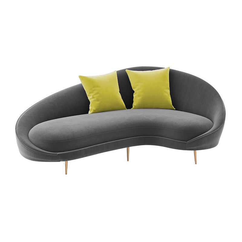 Contemporary Velvet Sloped Arms Sofa with Tight Back for Livingroom