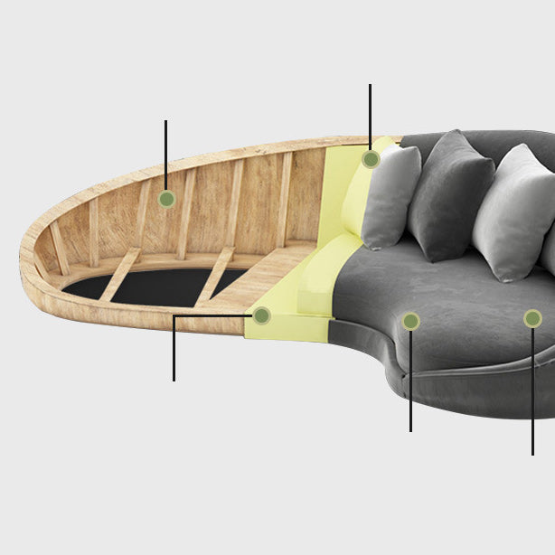 Contemporary Velvet Sloped Arms Sofa with Tight Back for Livingroom