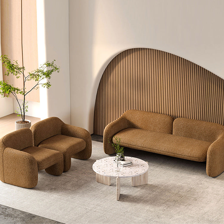 Contemporary Wool Sofa Standard Settee Square Arm Sofa for Living Room