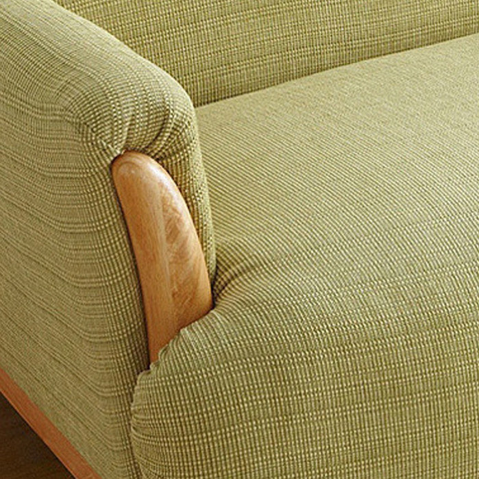 Contemporary Fabric Sofa with Pillows Back and Natural Wooden Legs