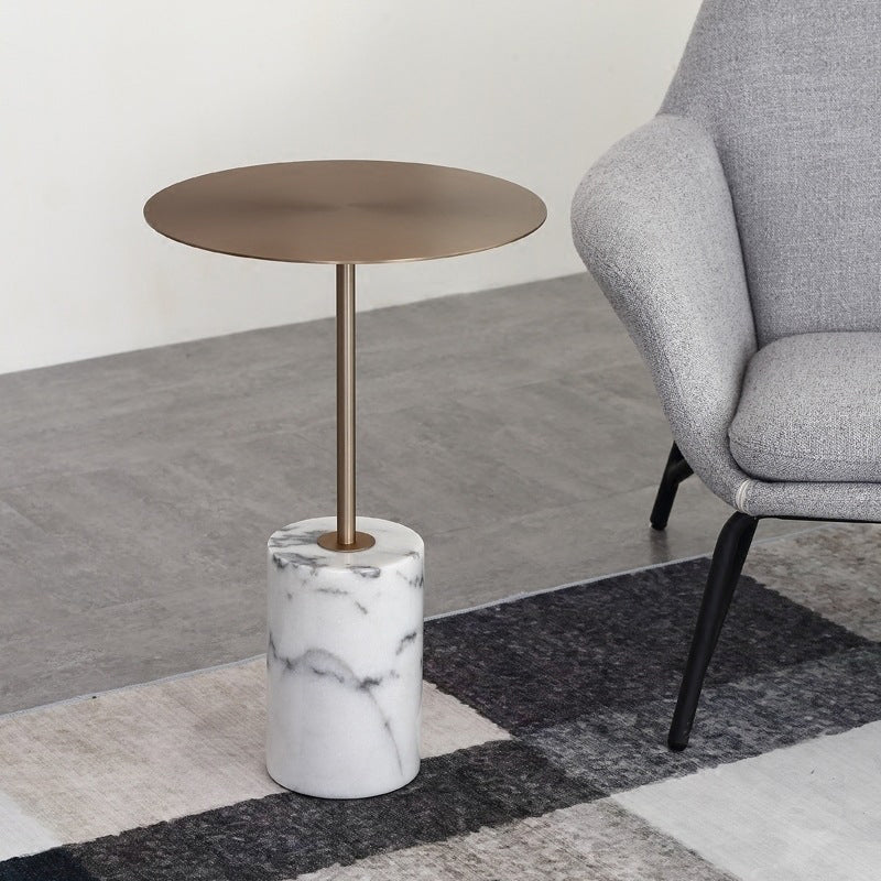 Mid-Century End Table Pedestal Round Sofa Metal Accent Side Table