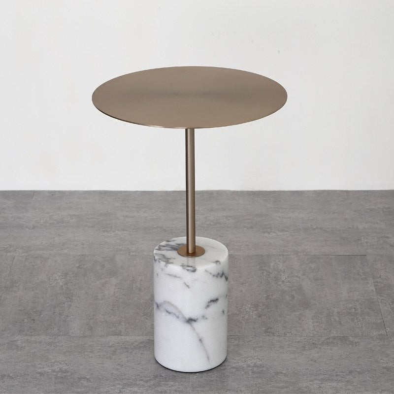 Mid-Century End Table Pedestal Round Sofa Metal Accent Side Table