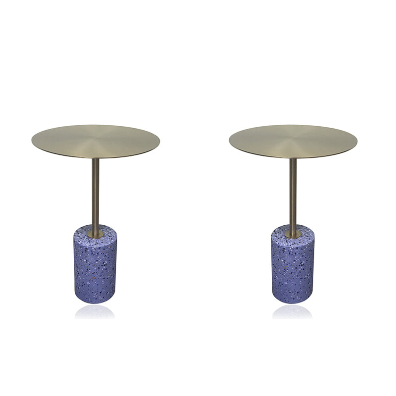 Mid-Century End Table Pedestal Round Sofa Metal Accent Side Table