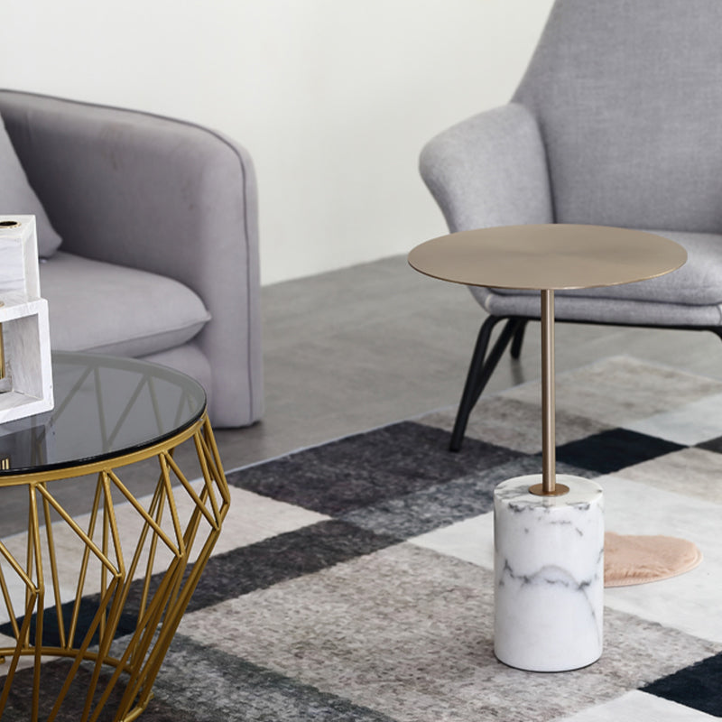 Mid-Century End Table Pedestal Round Sofa Metal Accent Side Table