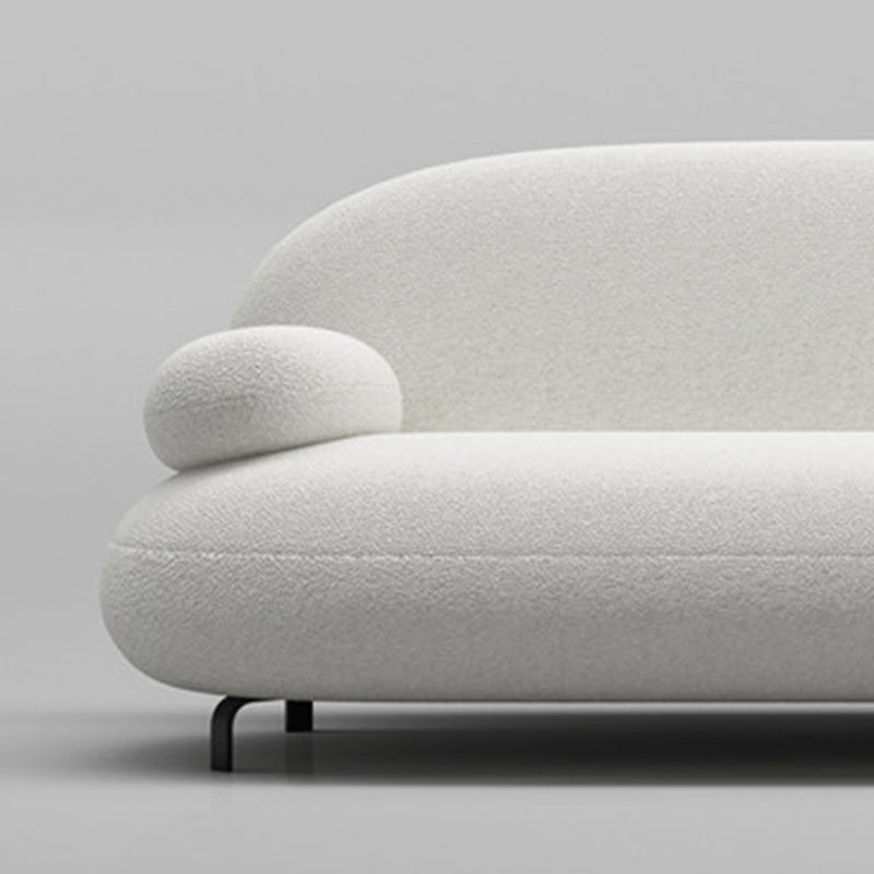 Modern 27.55" H White Wool Pillow Top Arm Sofa for Living Room