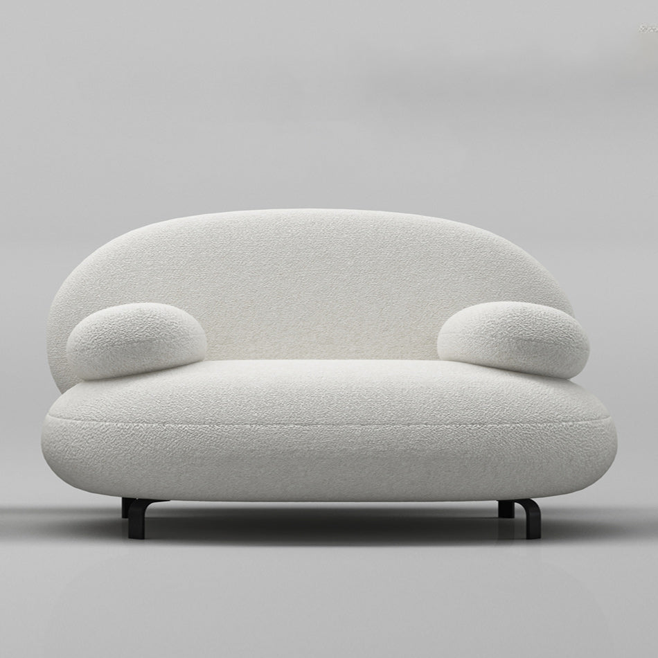 Modern 27.55" H White Wool Pillow Top Arm Sofa for Living Room