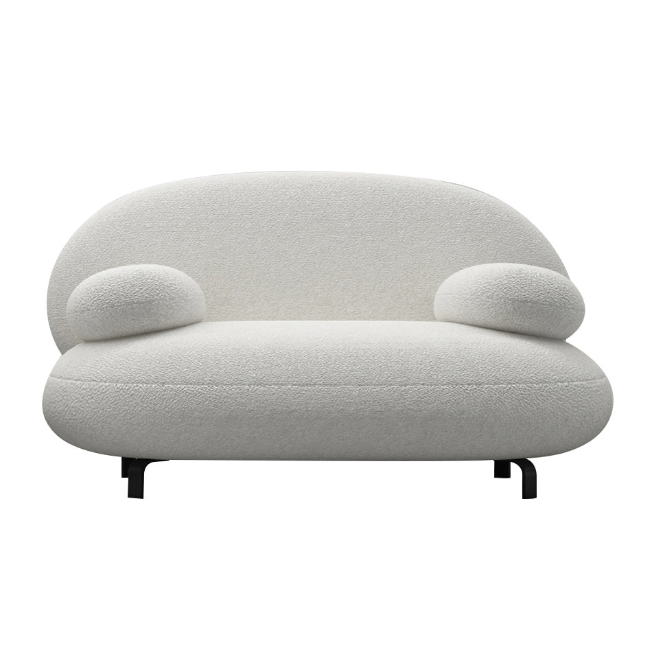 Modern 27.55" H White Wool Pillow Top Arm Sofa for Living Room