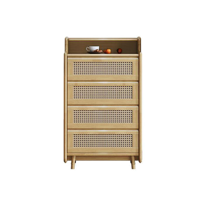 25.6" W Rattan Accent Chest in Rubberwood with Storage Drawers