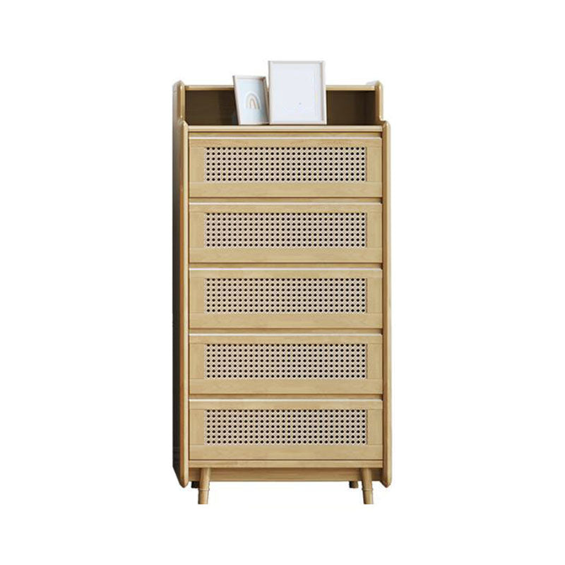 25.6" W Rattan Accent Chest in Rubberwood with Storage Drawers