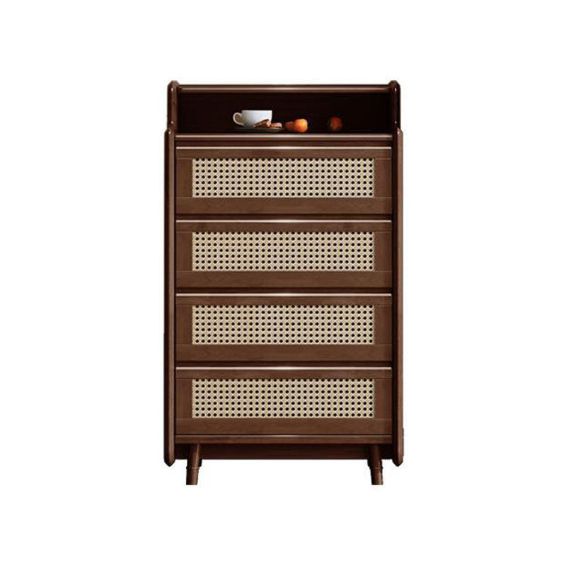 25.6" W Rattan Accent Chest in Rubberwood with Storage Drawers