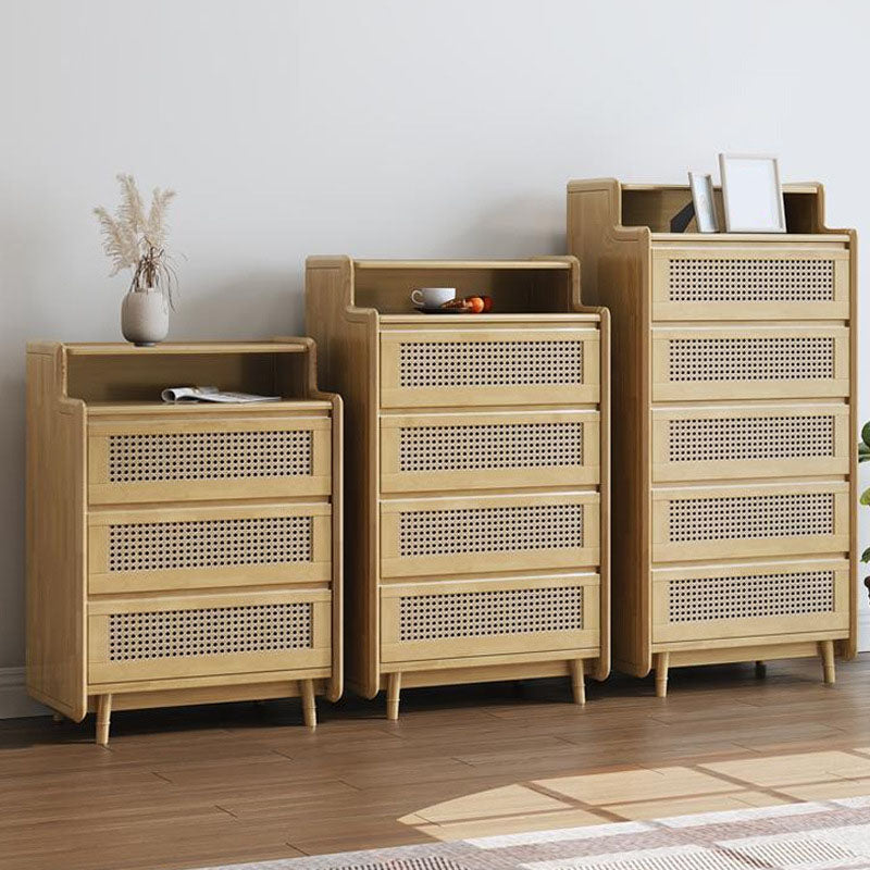 25.6" W Rattan Accent Chest in Rubberwood with Storage Drawers