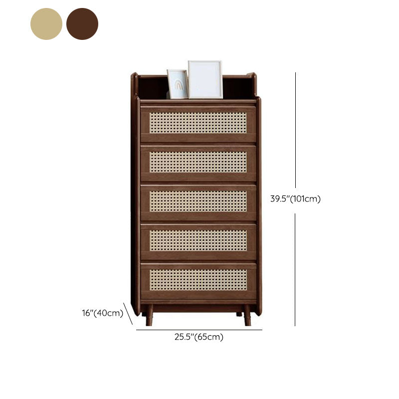 25.6" W Rattan Accent Chest in Rubberwood with Storage Drawers