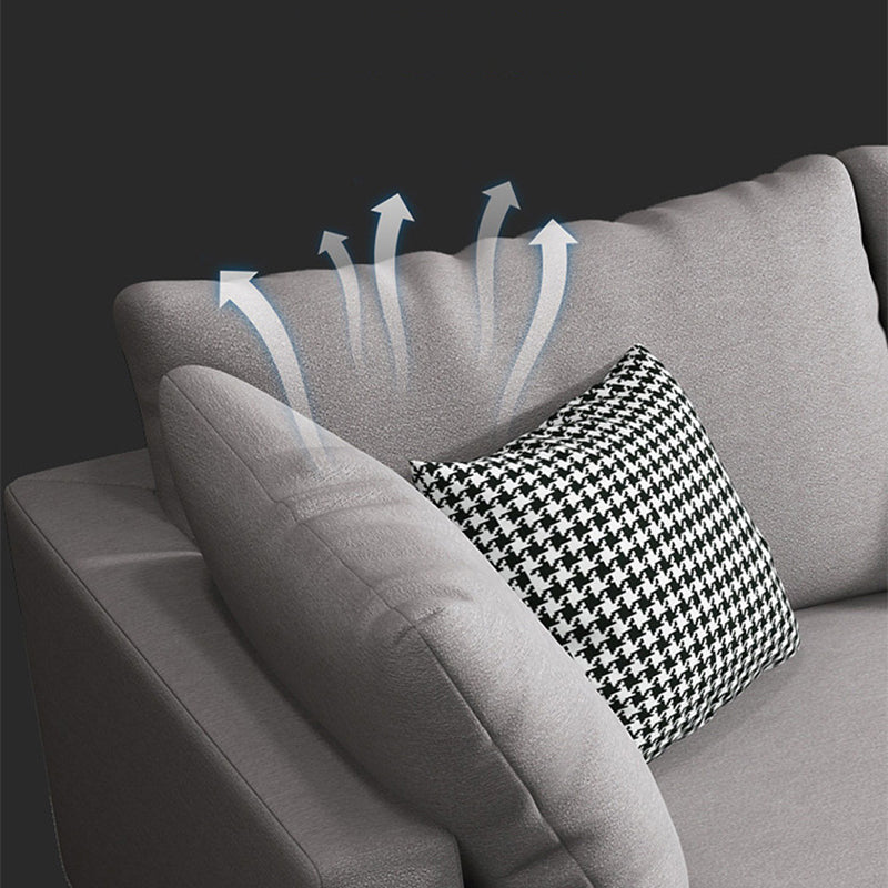 Fabric Modern L-shape Sectional Square Arm Sofa & Chaise with Pillows