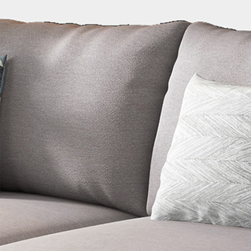 Fabric Modern L-shape Sectional Square Arm Sofa & Chaise with Pillows