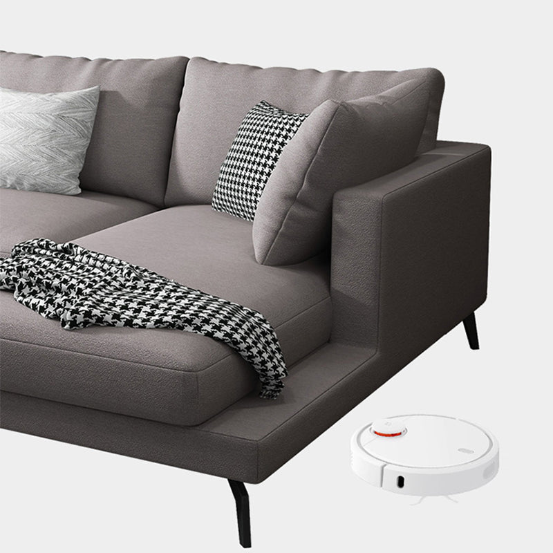 Fabric Modern L-shape Sectional Square Arm Sofa & Chaise with Pillows