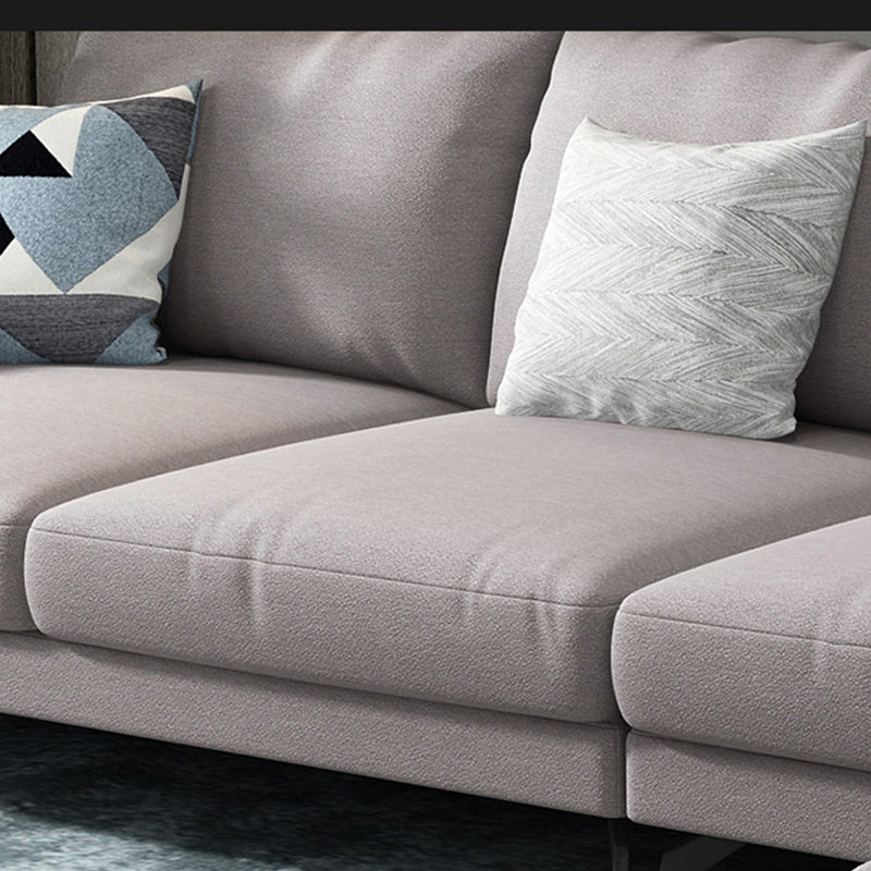 Fabric Modern L-shape Sectional Square Arm Sofa & Chaise with Pillows