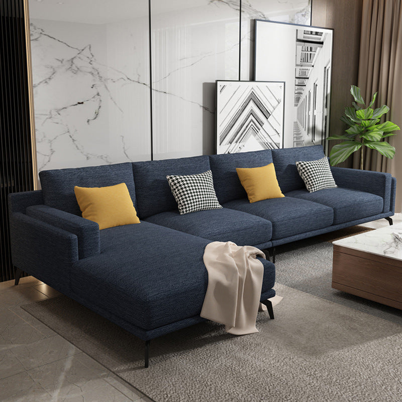 Modern Pillow Back Fabric Sectional L-shape Square Arm Sectional