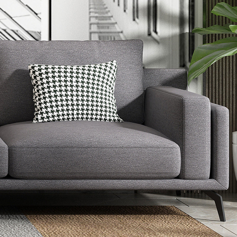 Modern Pillow Back Fabric Sectional L-shape Square Arm Sectional