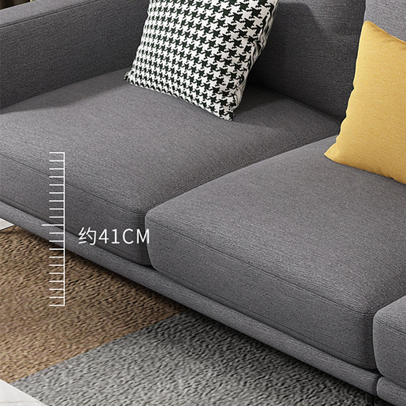 Modern Pillow Back Fabric Sectional L-shape Square Arm Sectional