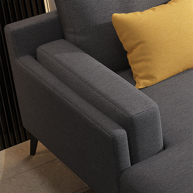 Modern Pillow Back Fabric Sectional L-shape Square Arm Sectional