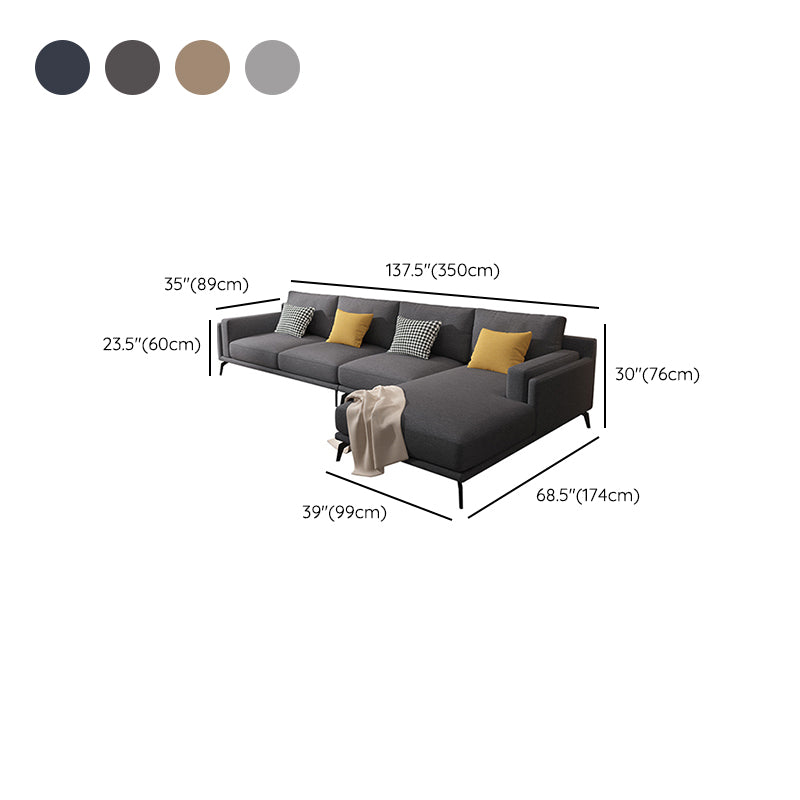 Modern Pillow Back Fabric Sectional L-shape Square Arm Sectional