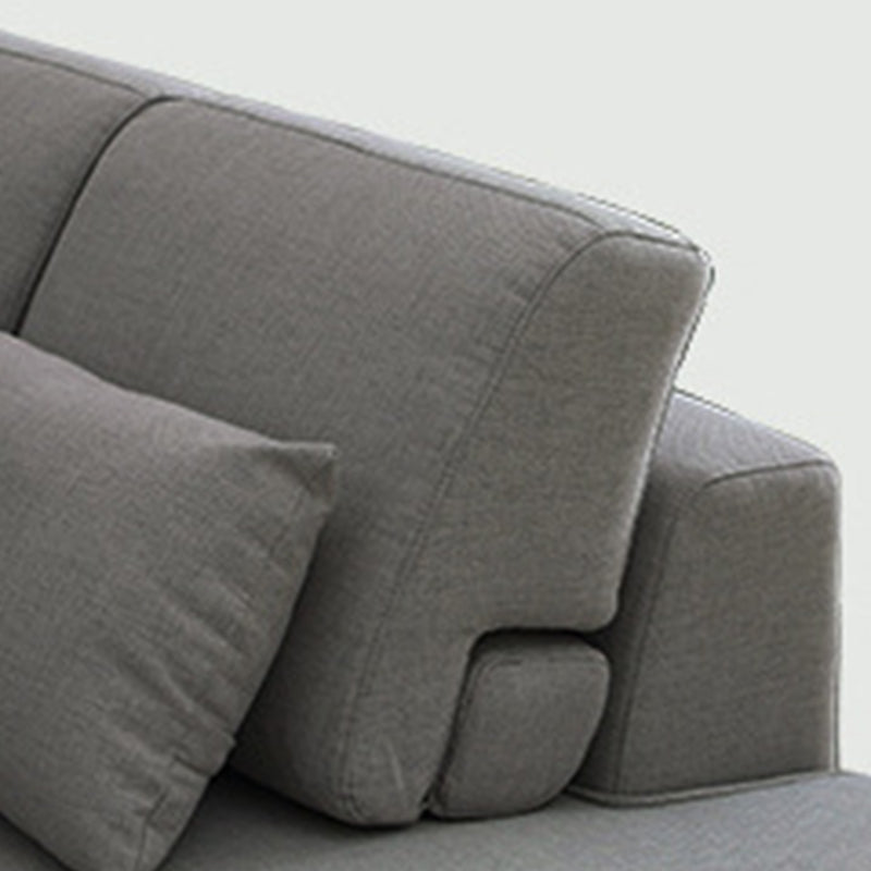 Blue/Gray 4-seater Square Arm Sectional Loose Back Fabric Sectional