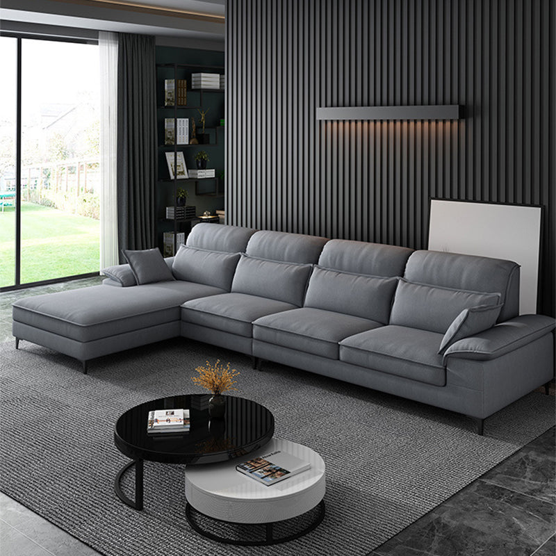 4-seat Modern Sectional 138.58" Wide Fabric Loose Back Sectional