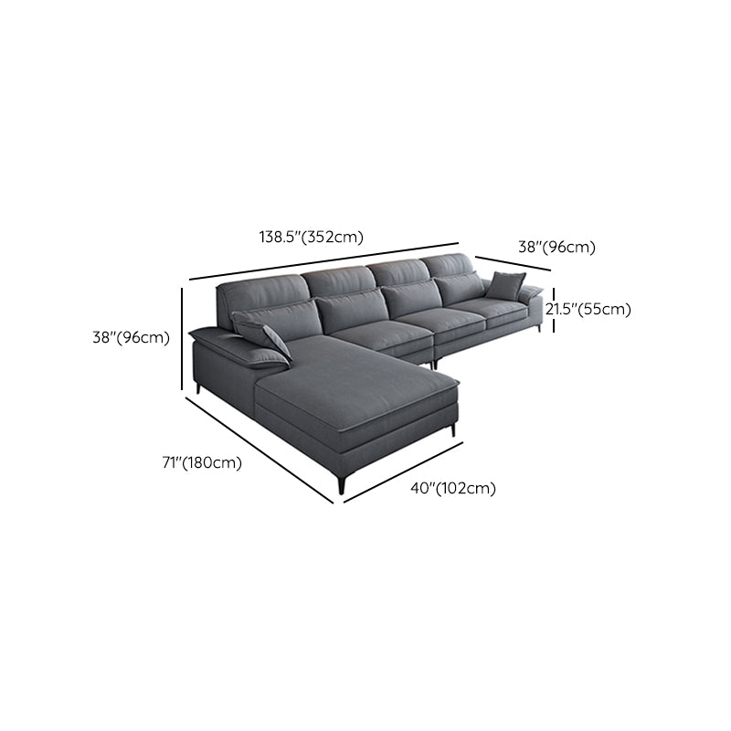 4-seat Modern Sectional 138.58" Wide Fabric Loose Back Sectional