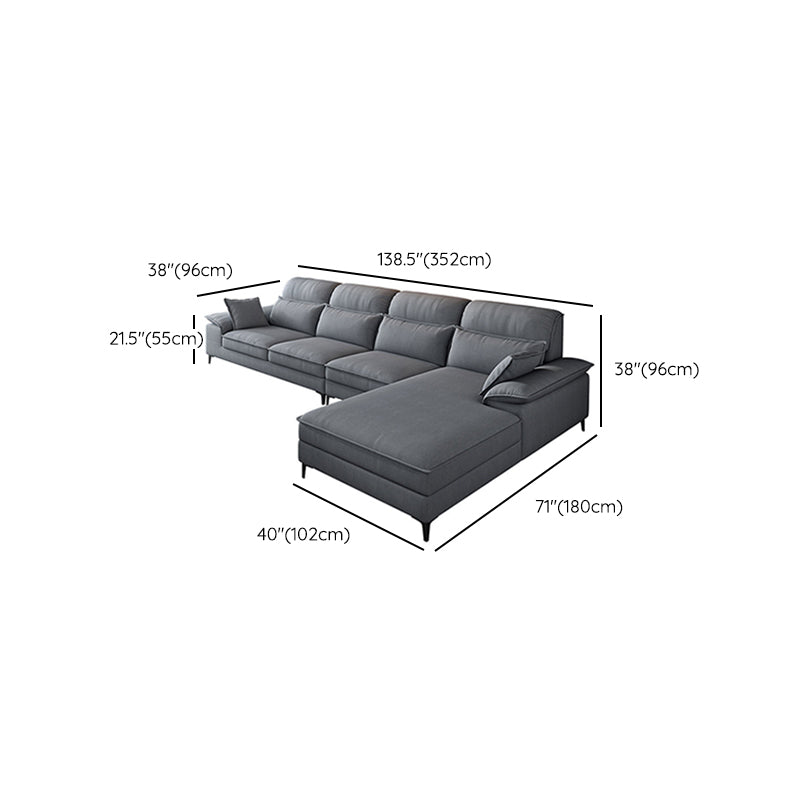 4-seat Modern Sectional 138.58" Wide Fabric Loose Back Sectional