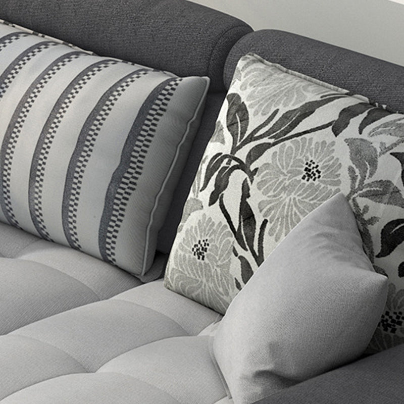 Slipcovered Square Arm Sectional Modern Fabric 4-seater Sectional