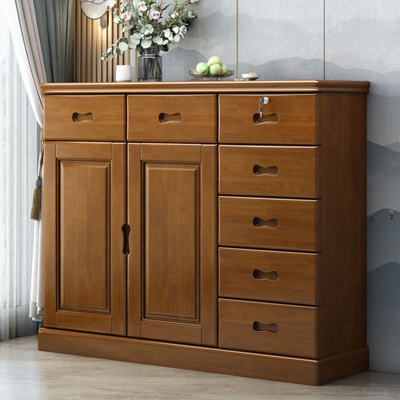 Solid Wood 1/2 - Door Accent Cabinet Mid Century 15.7" D Storage Cabinet with Drawers