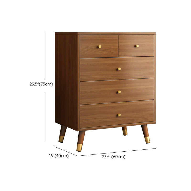 Mid Century Modern Brown Cabinet 23.6" Wide 3/4 - Tier Storage Chest