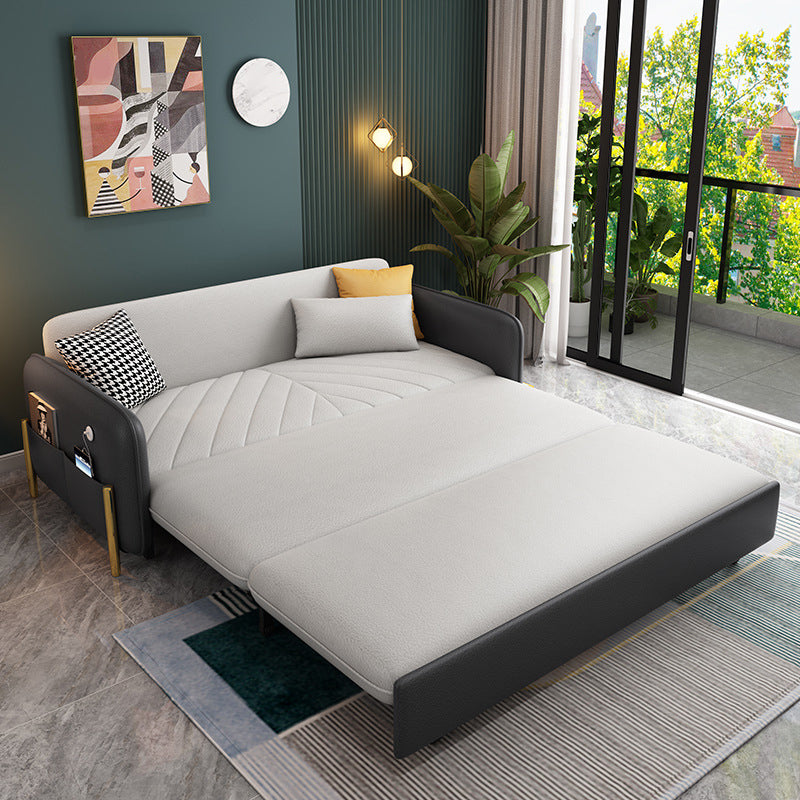 Glam Style Sofa Bed Square Arm Sleeper Sofa,31.49" Wide with Storage