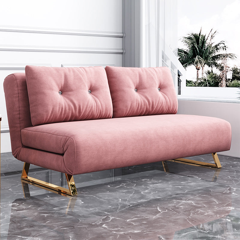 Glam Velvet Sleeper Sofa 31.49" Wide Pink Sofa Bed with Pillow Back